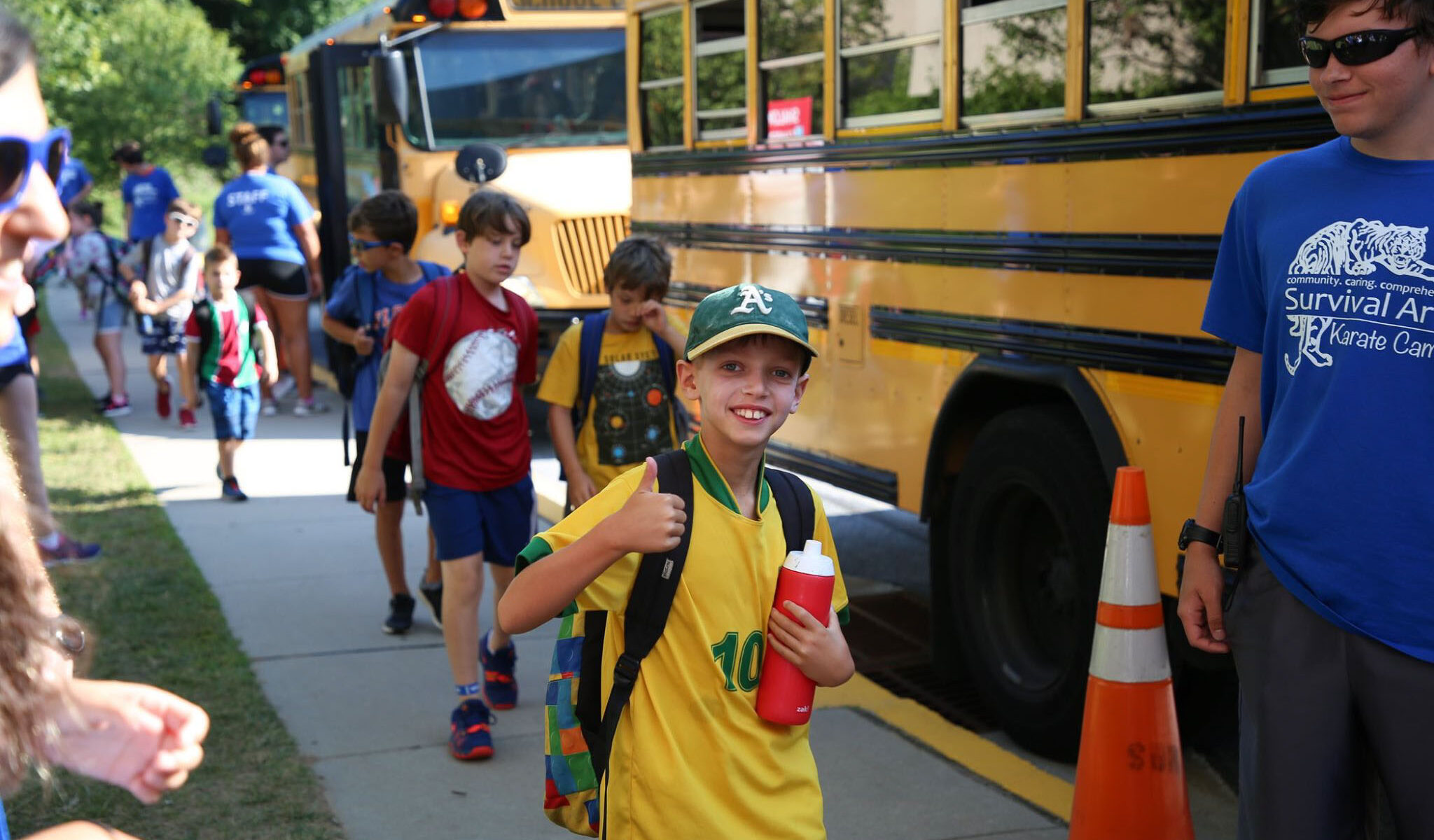 Campers ready to ride the express bus.